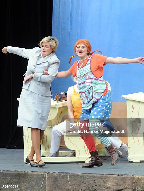 Princess Gloria von Thurn und Taxis and Lena Ottenbacher during the play 'Pippi Langstrumpf' at the Thurn and Taxis castle festival on July 19, 2009...