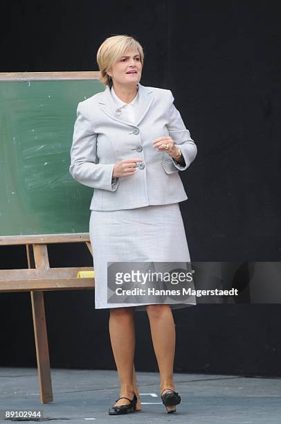 Princess Gloria von Thurn und Taxis performs during the play 'Pippi Langstrumpf' at the Thurn and Taxis castle festival on July 19, 2009 in...