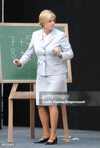 Princess Gloria von Thurn und Taxis performs during the play 'Pippi Langstrumpf' at the Thurn and Taxis castle festival on July 19, 2009 in...