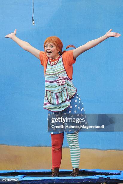 Lena Ottenbacher performs during the play 'Pippi Langstrumpf' at the Thurn and Taxis castle festival on July 19, 2009 in Regensburg, Germany.