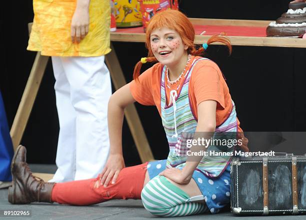 Lena Ottenbacher performs during the play 'Pippi Langstrumpf' at the Thurn and Taxis castle festival on July 19, 2009 in Regensburg, Germany.
