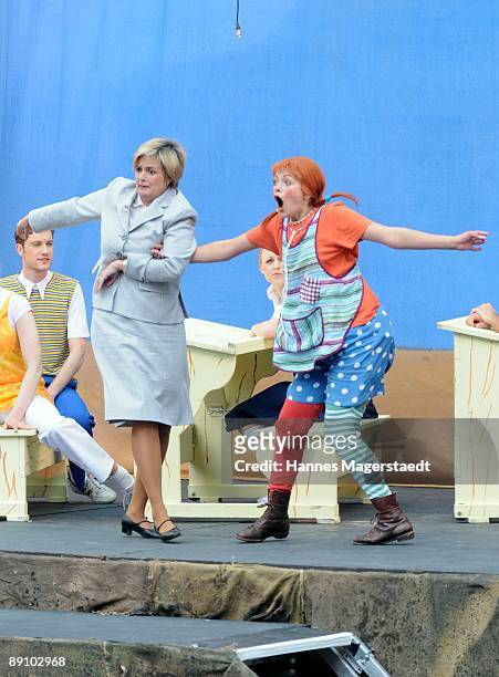 Princess Gloria von Thurn und Taxis and Lena Ottenbacher during the play 'Pippi Langstrumpf' at the Thurn and Taxis castle festival on July 19, 2009...