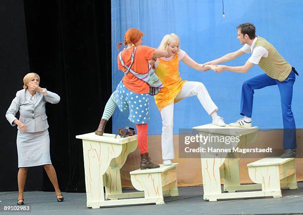 Princess Gloria von Thurn und Taxis and Lena Ottenbacher during the play 'Pippi Langstrumpf' at the Thurn and Taxis castle festival on July 19, 2009...