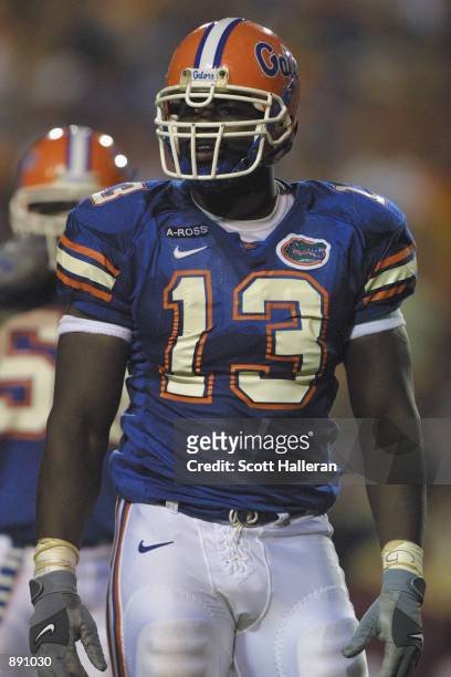 Defensive end Alex Brown of the Florida Gators stands on the field during the NCAA football game against the Florida State Seminoles on November 17,...