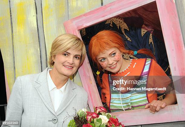 Princess Gloria von Thurn und Taxis and Lena Ottenbacher after the play 'Pippi Langstrumpf' at the Thurn and Taxis castle festival on July 19, 2009...