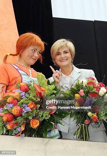 Princess Gloria von Thurn und Taxis and Lena Ottenbacher after the play 'Pippi Langstrumpf' at the Thurn and Taxis castle festival on July 19, 2009...