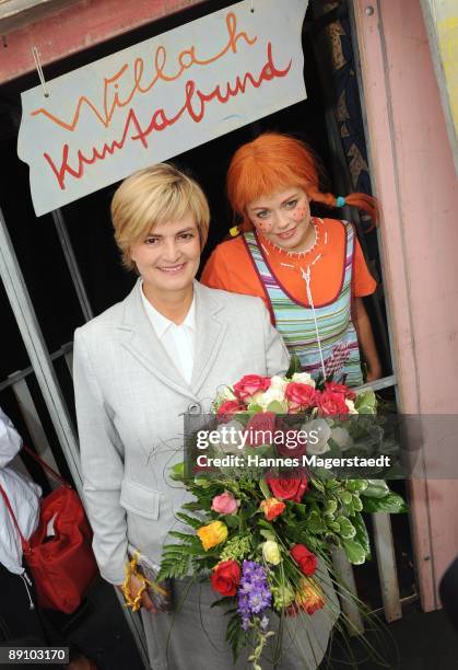 Princess Gloria von Thurn und Taxis and Lena Ottenbacher after the play 'Pippi Langstrumpf' at the Thurn and Taxis castle festival on July 19, 2009...