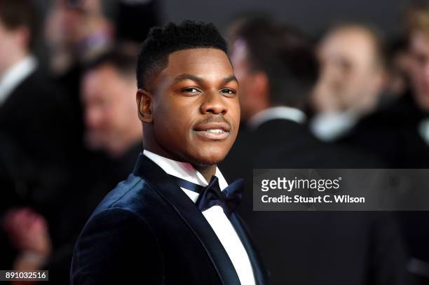 Actor John Boyega attends the European Premiere of 'Star Wars: The Last Jedi' at Royal Albert Hall on December 12, 2017 in London, England.