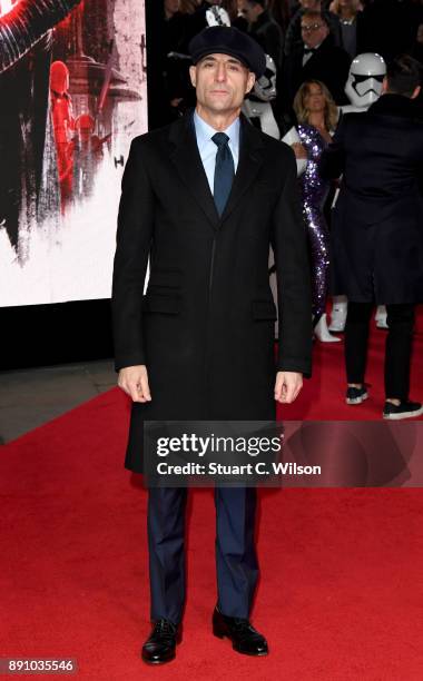 Actor Mark Strong attends the European Premiere of 'Star Wars: The Last Jedi' at Royal Albert Hall on December 12, 2017 in London, England.