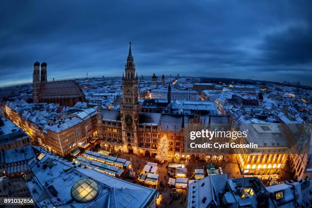 christmas market at the marienplatz in munich - christmas market in munich foto e immagini stock