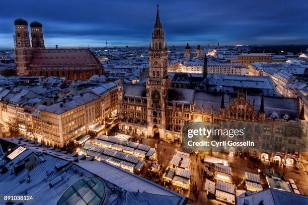 christmas market at the marienplatz in munich - munich christmas bildbanksfoton och bilder