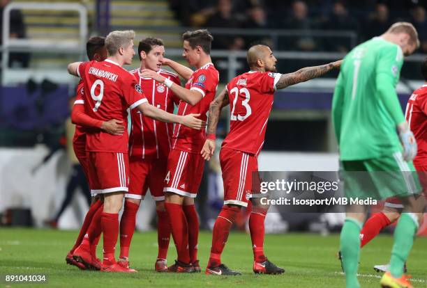 Brussels, Belgium / Rsc Anderlecht v Bayern Munchen / "nRobert LEWANDOWSKI - Celebration"nFootball Uefa Champions League 2017 - 2018 Group stage...