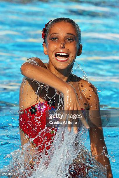 Nadezhda Gomez of Costa Rica competes in the Technical Solo Synchronised Swimming at the Stadio del Nuoto Sincronizzato on July 19, 2009 in Rome,...