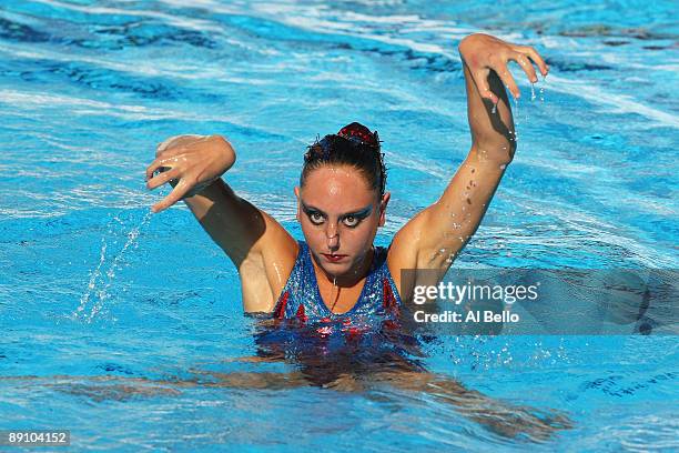 Giovana Stephan of Brazil competes in the Technical Solo Synchronised Swimming at the Stadio del Nuoto Sincronizzato on July 19, 2009 in Rome, Italy.