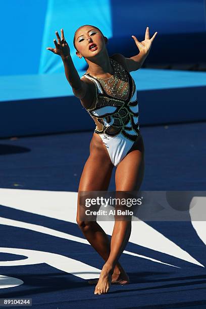 Yumi Adachi of Japan competes in the Technical Solo Synchronised Swimming at the Stadio del Nuoto Sincronizzato on July 19, 2009 in Rome, Italy.