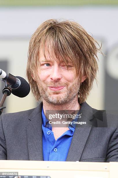 Thom Yorke performs live on day 4 of the Latitude Festival held in Henham Park, Southwold on July 19, 2009 in Southwold, England.