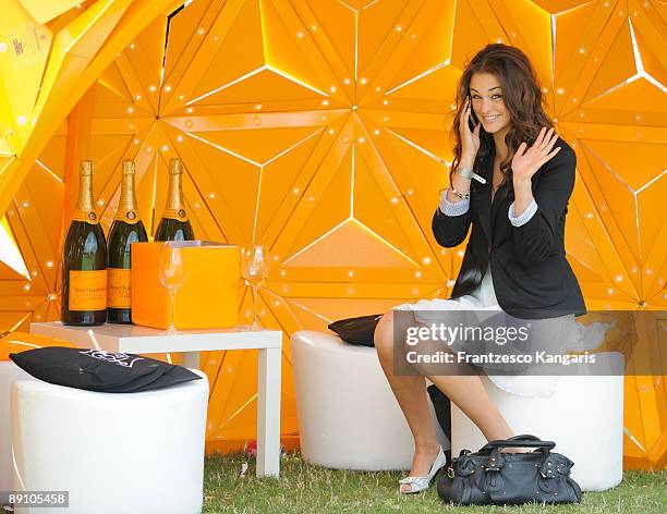 Model Lauren Budd attends Cowdray Park for the Veuve Cliquot Gold Cup Polo match on July 19, 2009 in Midhurst, England.