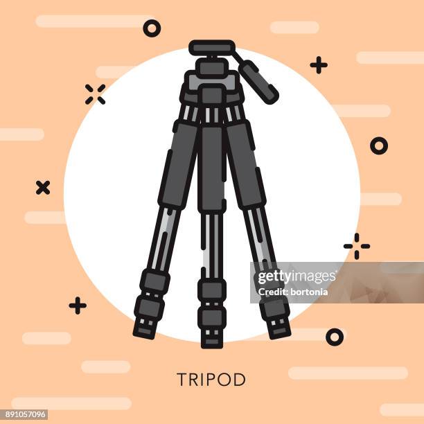 tripod open outline photography icon - millennial pink stock illustrations