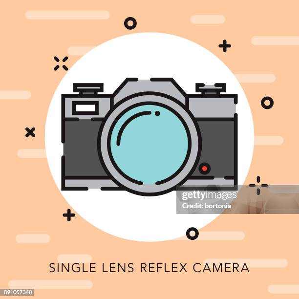 camera open outline photography icon - millennial pink stock illustrations