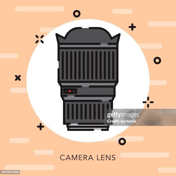 lens open outline photography icon - millennial pink stock illustrations