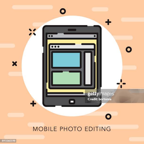 mobile photography open outline photography icon - millennial pink stock illustrations