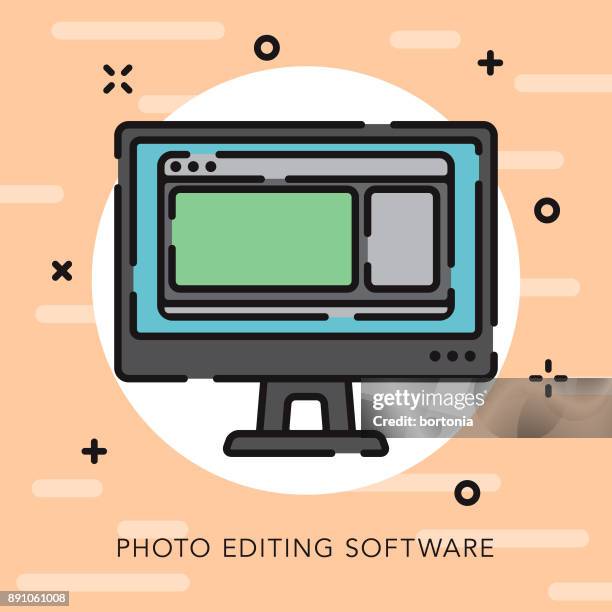 photo editing open outline photography icon - millennial pink stock illustrations