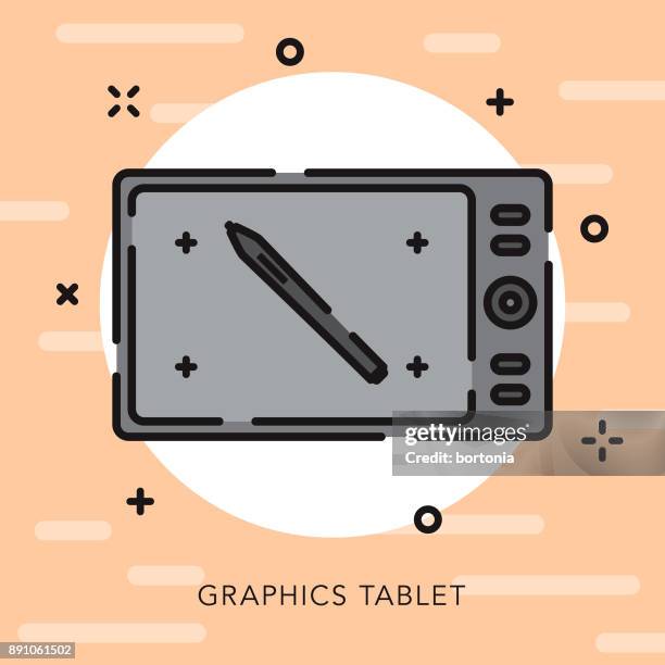 graphics tablet open outline photography icon - millennial pink stock illustrations