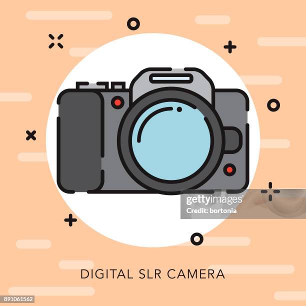 camera open outline photography icon - millennial pink stock illustrations