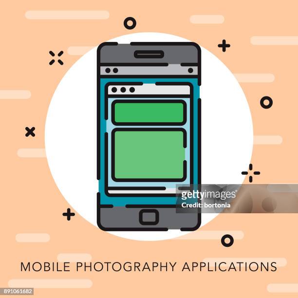 ilustraciones, imágenes clip art, dibujos animados e iconos de stock de teléfono elegante contorno abierto fotografía icono - millennial pink
