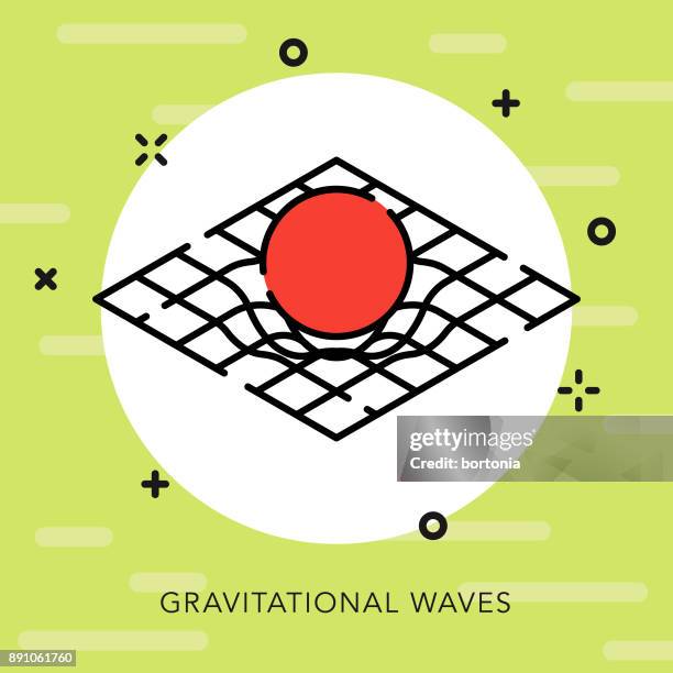 ilustraciones, imágenes clip art, dibujos animados e iconos de stock de las ondas gravitacionales abren esquema ciencia icono - onda gravitacional