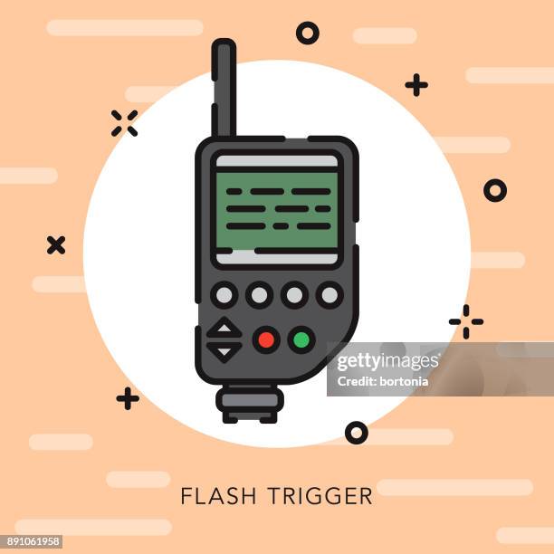 flash trigger open outline photography icon - millennial pink stock illustrations