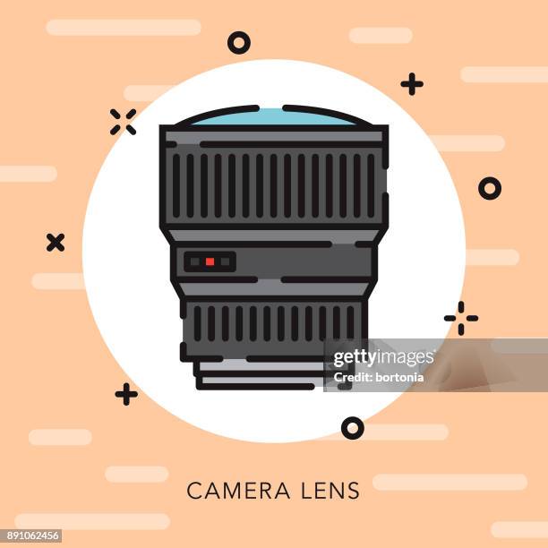 lens open outline photography icon - millennial pink stock illustrations