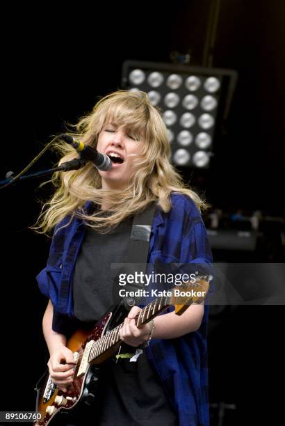 Ladyhawke 'Pip' Brown performs on stage on the second day of Lovebox Weekender at Victoria Park on July 19, 2009 in London, England.