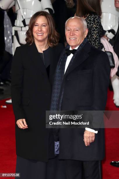 Producer Kathleen Kennedy and guest attend the European Premiere of 'Star Wars: The Last Jedi' at Royal Albert Hall on December 12, 2017 in London,...