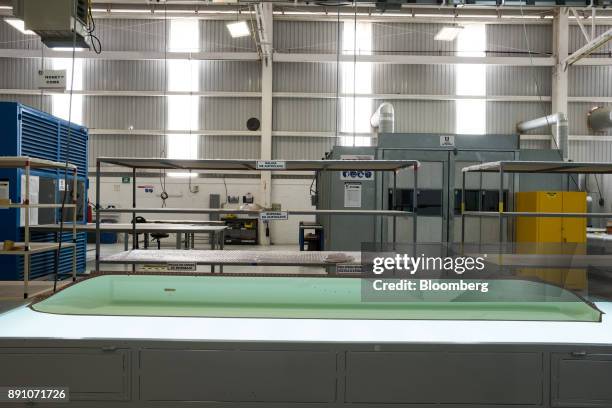 Component for the helicopter fuselage sits on a workstation at the Tighitco Inc. Manufacturing facility in San Luis Potosi, Mexico, on Thursday, Nov....
