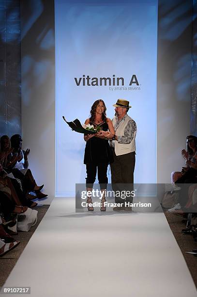 Designer Amahlia Stevens walks the runway at the Vitamin A 2010 fashion show during Mercedes-Benz Fashion Week Swim at the Cabana Grande at The...