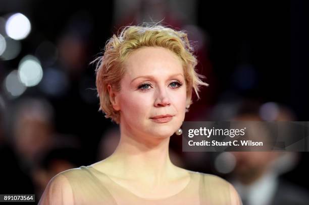 Actress Gwendoline Christie attends the European Premiere of 'Star Wars: The Last Jedi' at Royal Albert Hall on December 12, 2017 in London, England.