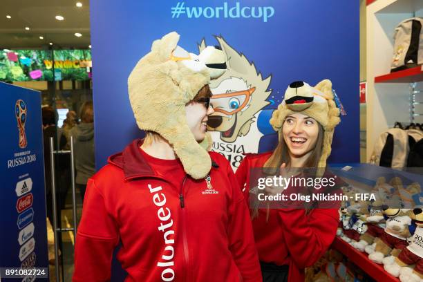 Volunteers during opening ceremony of 2018 FIFA World Cup Russia official store on December 12, 2017 in Moscow, Russia.