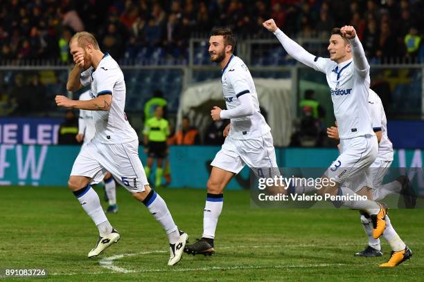 Andrea Masiello of Atalanta BC celebrates a goal during the Serie A match between Genoa CFC and Atalanta BC at Stadio Luigi Ferraris on December 12,...