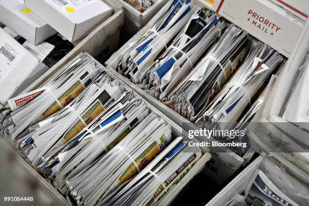 Pieces of mail sit in crates at the United States Postal Service Joseph Curseen Jr. And Thomas Morris Jr. Processing and distribution center in...