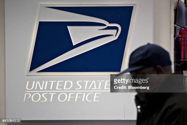 Signage is seen at the United States Postal Service Joseph Curseen Jr. And Thomas Morris Jr. Post office station in Washington, D.C., U.S., on...