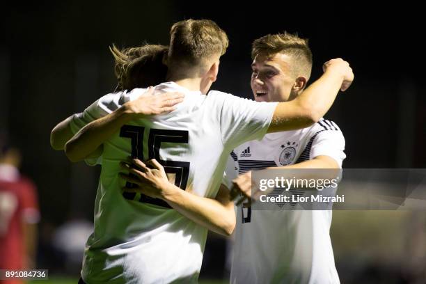 Germany players celebrates after a goal during the U18 friendly match with Serbia during the U18 friendly match with Serbia on December 12, 2017 in...