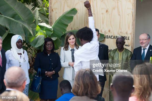 Queen Letizia of Spain visits the Cervantes Institute on December 12, 2017 in Dakar, Senegal. Queen Letizia of Spain is on a four -day visit to the...