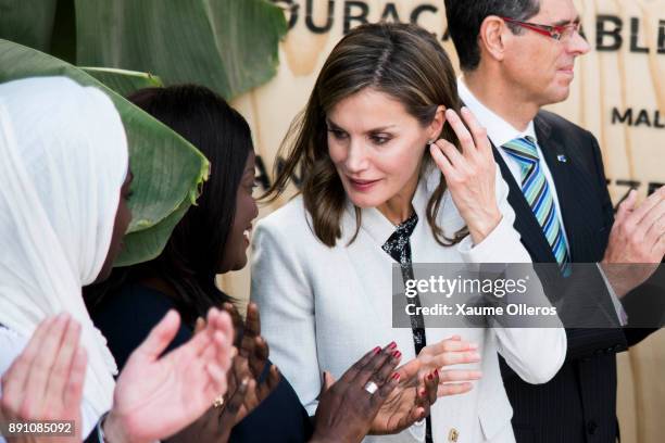 Queen Letizia of Spain visits the Cervantes Institute on December 12, 2017 in Dakar, Senegal. Queen Letizia of Spain is on a four -day visit to the...