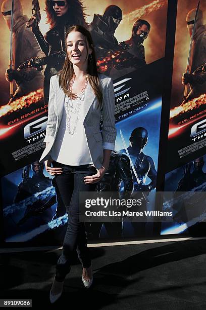 Actor Rachel Nichols arrives at a press conference for 'G.I. Joe The Rise Of The Cobra' at Simmer On The Bay on July 20, 2009 in Sydney, Australia.