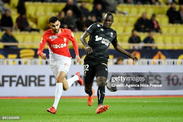 Rachid Ghezzal of Monaco and Adama Mbengue of Caen during the french League Cup match, Round of 16, between Monaco and Caen on December 12, 2017 in...