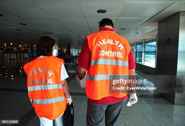 Health control and screening procedure at Istanbul Atatuerk Airport due to spread of the H1N1 virus on May 20, 2009 in Istanbul, Turkey.