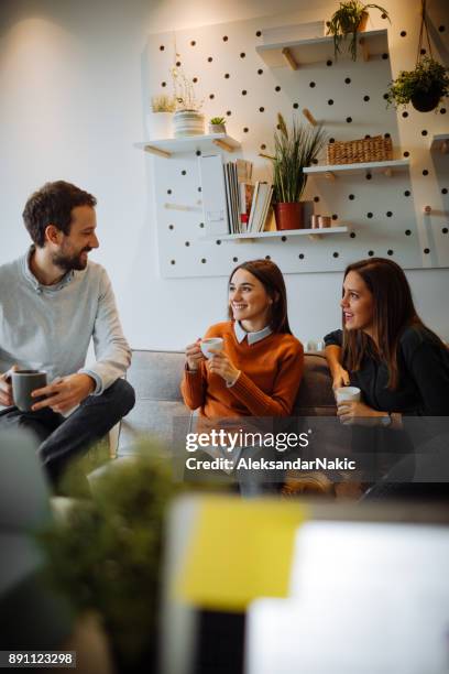 coffee break at the office - female with friend in coffee stock pictures, royalty-free photos & images