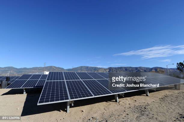 New solar panels at the Mars Petcare San Bernardino Solar Garden Unveiling on December 12, 2017 in San Bernardino, California.