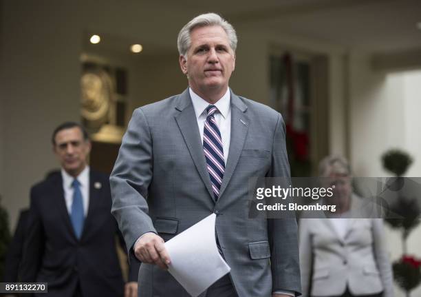 House Majority Leader Kevin McCarty, a Republican from California, arrives to speak to members of the media about the wildfires in California with...
